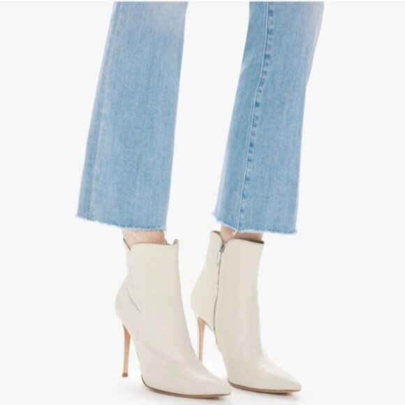 MOTHER The Hustler Fray Jeans Cutting Class Flare Wide Leg Raw Hem Ankle 25 - Picture 3 of 14